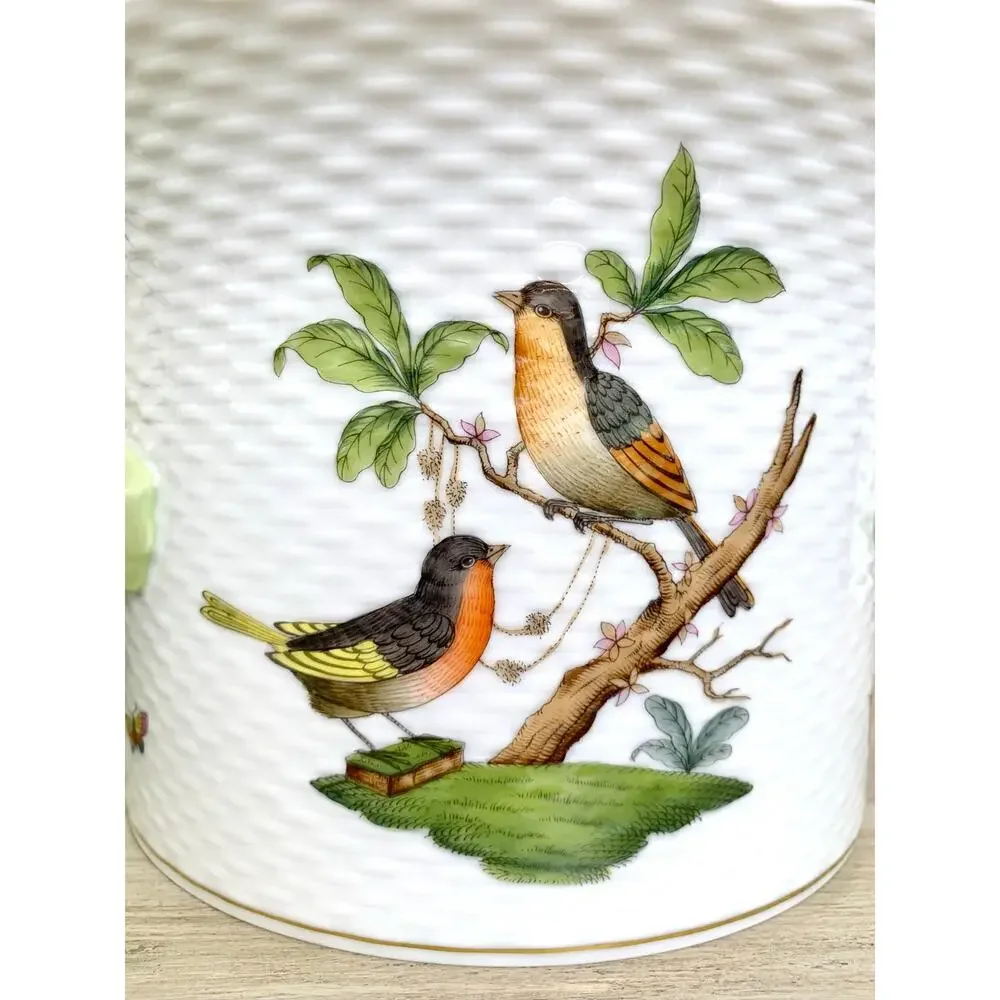 Vintage Herend Rothschild Bird Cachepot Large Hand Painted Porcelain Planter